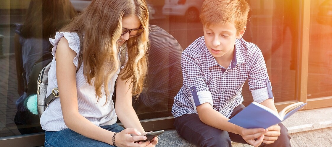 Children with electronic devices