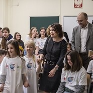 Students and panelists in classroom