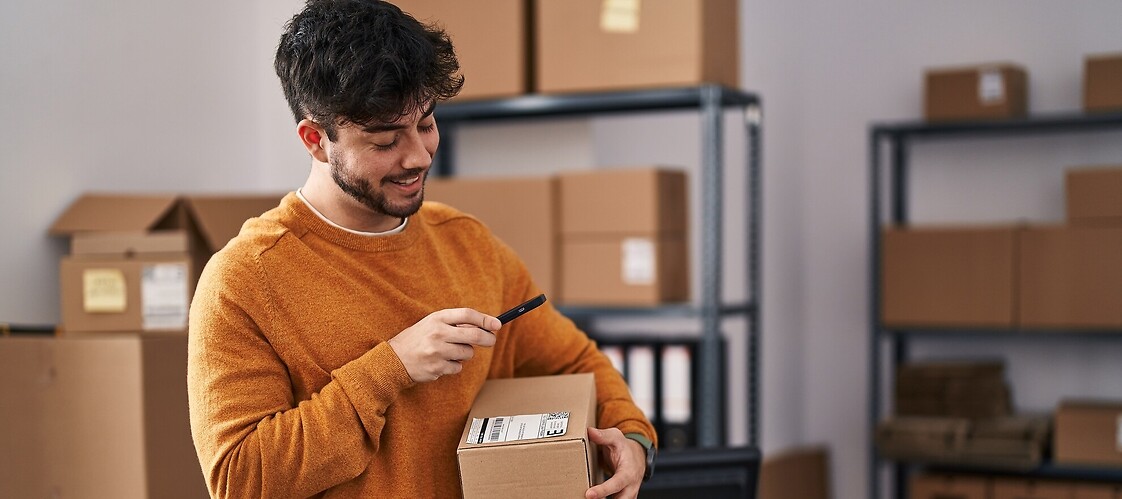 A man with package