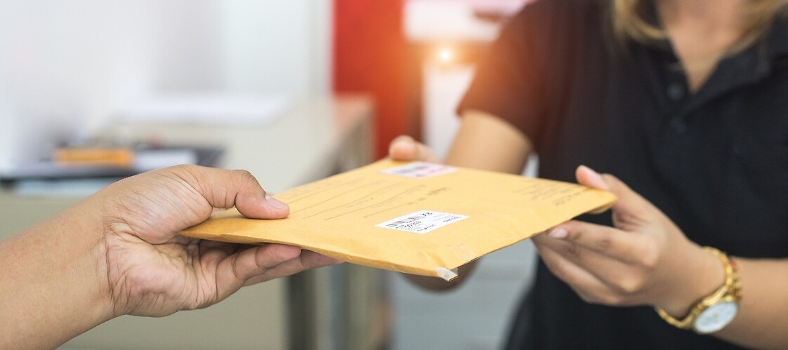 A person receiving the parcel