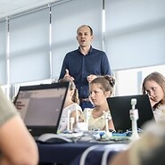 Teenagers from Nemenčinė in Lithuania coding with UKE