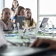 Teenagers from Nemenčinė in Lithuania coding with UKE