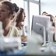 Teenagers from Nemenčinė in Lithuania coding with UKE