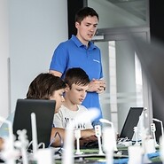 Teenagers from Nemenčinė in Lithuania coding with UKE