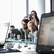 Teenagers from Nemenčinė in Lithuania coding with UKE