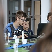 Teenagers from Nemenčinė in Lithuania coding with UKE