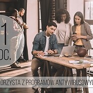 Grafika z informacją: 81% startup-ów korzysta z programów antywirusowych ...