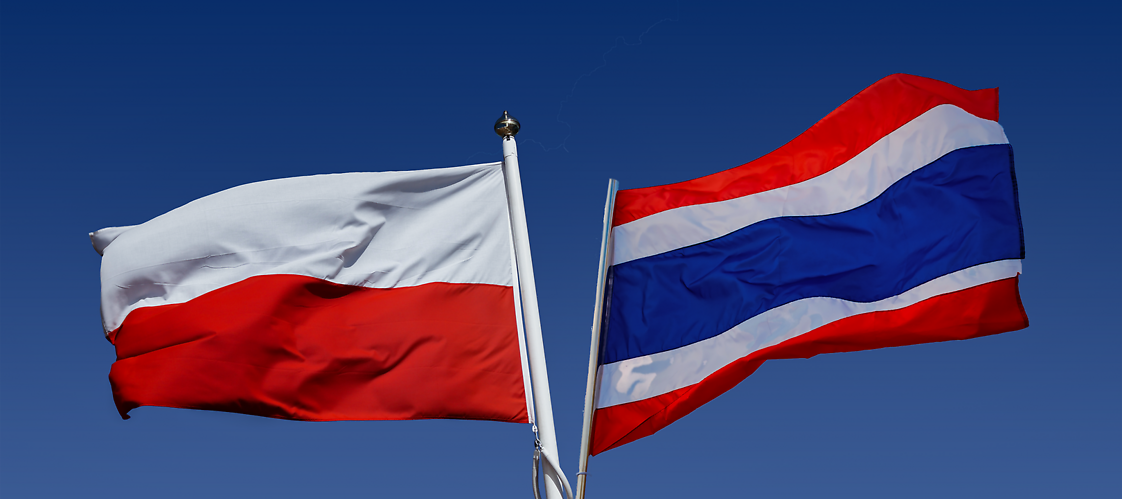 Flagi Polski i Tajlandii