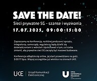 Grafika z masztem komórkowym z tekstem "zapraszamy na konferencję dot. ...